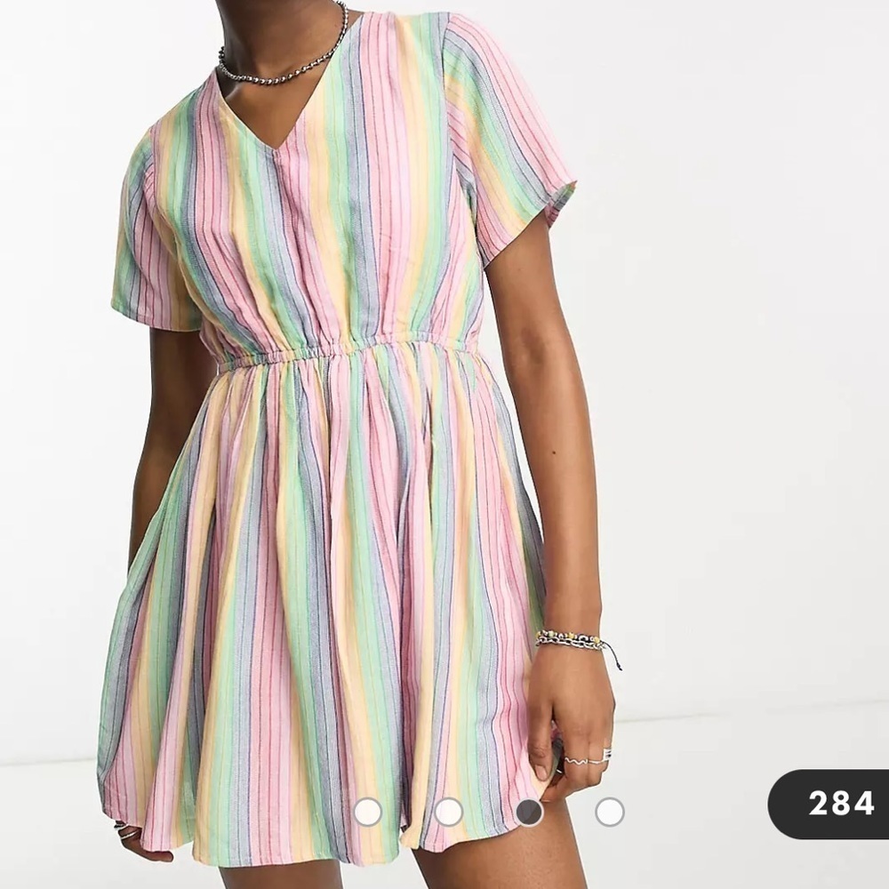 NWT DAISY STREET MINI SMOCK RAINBOW DRESS